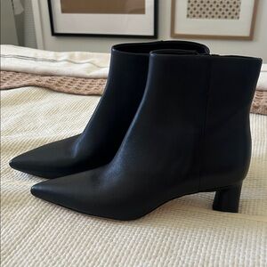 Vince Leather Sleek Pointed Toe Booties